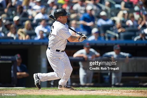 Kevin Youkilis of the New York Yankees bats during the game against the Cleveland Indians at Yankee Stadium on June 5, 2013 in the Bronx borough of...