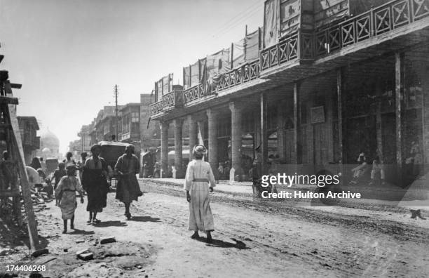 Street scene in Baghdad, Iraq, circa 1940.