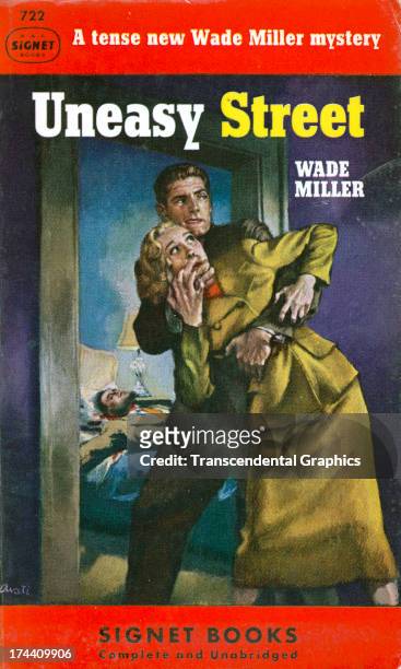 The paperback novel "Uneasy Street" employs a romantic scene on the cover, printed around 1950 in New York City.