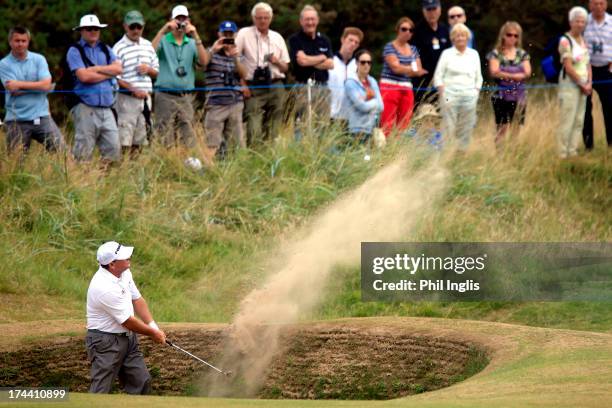 Ian Woosnam of Wales in action during the first round of The Senior Open Championship played at Royal Birkdale Golf Club on July 25, 2013 in...