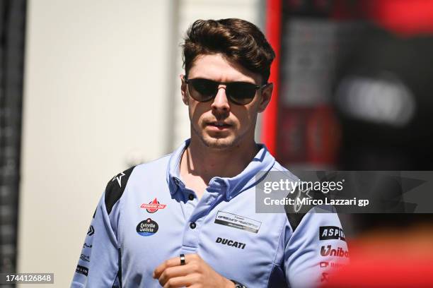 Fabio Di Giannantonio of Italy and Gresini Racing MotoGP walks in paddock during the 2023 Australian Motorcycle Grand Prix at Phillip Island Grand...