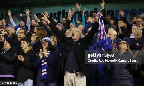 Blackburn fans during the Sky Bet Championship match between Millwall and Blackburn Rovers at The Den on October 24, 2023 in London, England.