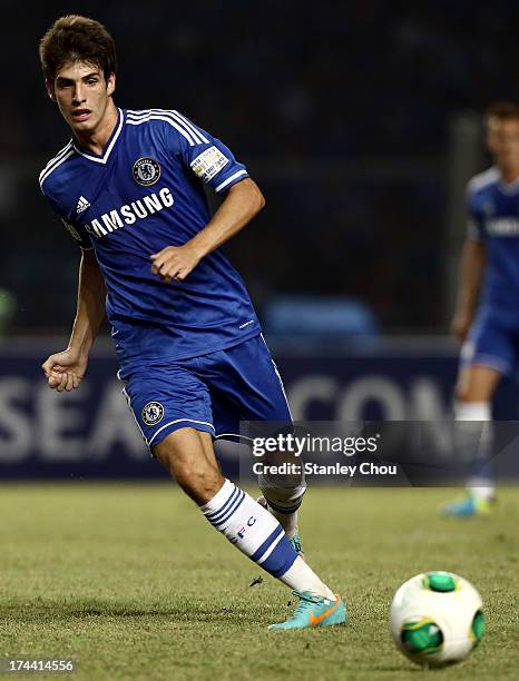 Lucas Piazon of Chelsea passes the ball during the match between Chelsea and Indonesia All Stars at Gelora Bung Karno Stadium on July 25, 2013 in...