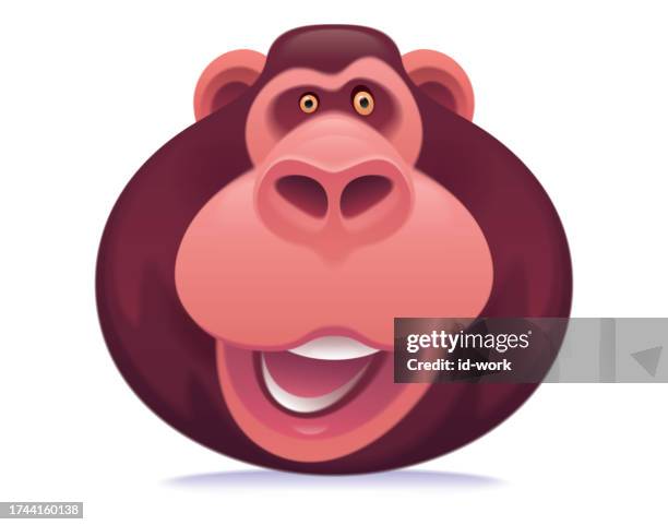 ilustrações, clipart, desenhos animados e ícones de ícone engraçado da cabeça do macaco - monkey emoji