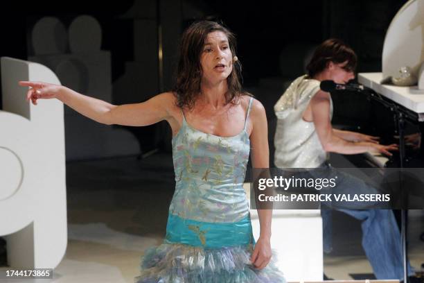 Anneke Bonnema, actress of the Belgian company "La Needcompany", performs in the play "Le bazar du homard" written and directed by Jan Lauwers, 07...