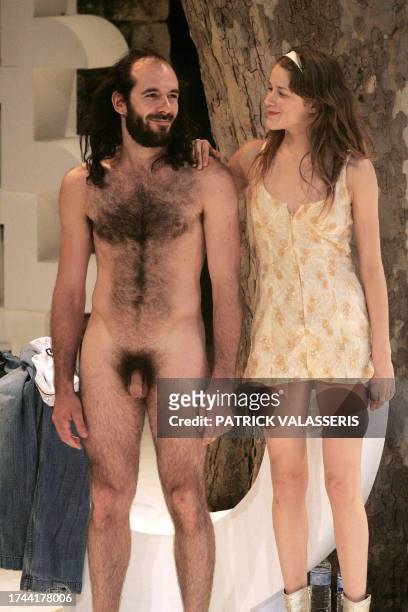 Tijen Lawton and Inge Van Bruystegem, actors of the Belgian company "La Needcompagny", perform in the play "Le bazar du homard" written and directed...
