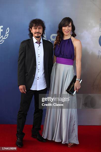 Gustavo Sanchez Parra and Diana Lein pose during the red carpet and inauguration of GIFF 2013 in Guanajuato, Mexico on July 24, 2013.