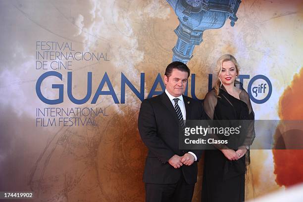 Fernando Olivera and Sahra Hoch pose during the red carpet and inauguration of GIFF 2013 in Guanajuato, Mexico on July 24, 2013.