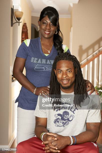 Portrait of Seattle Seahawks Richard Sherman posing with his mother, Beverly , during photo shoot at his home. Seattle , WA 7/5/2013 CREDIT: Robert...