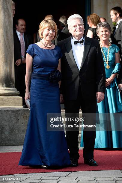 First Lady Daniela Schadt and German President Joachim Gauck attend the Bayreuth Festival opening on July 25, 2013 in Bayreuth, Germany.