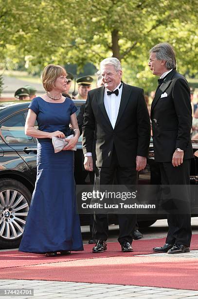 First Lady Daniela Schadt and German President Joachim Gauck attend the Bayreuth Festival opening on July 25, 2013 in Bayreuth, Germany.