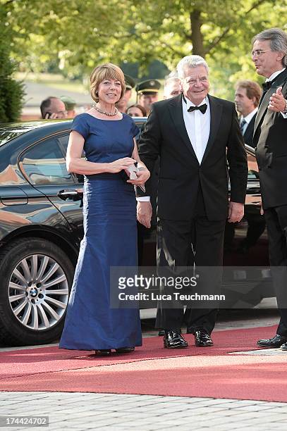 First Lady Daniela Schadt and German President Joachim Gauck attend the Bayreuth Festival opening on July 25, 2013 in Bayreuth, Germany.
