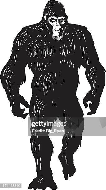 bigfoot sketch - crossing sign stock illustrations