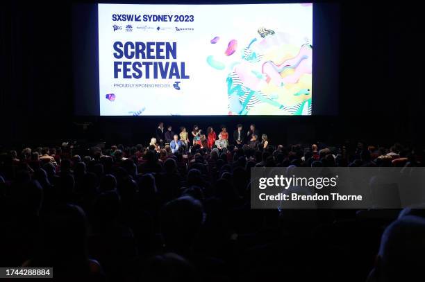 Simon Pryce speaks during the "Hot Potato: The Story Of The Wiggles" World Premiere at SXSW Sydney on October 19, 2023 in Sydney, Australia.