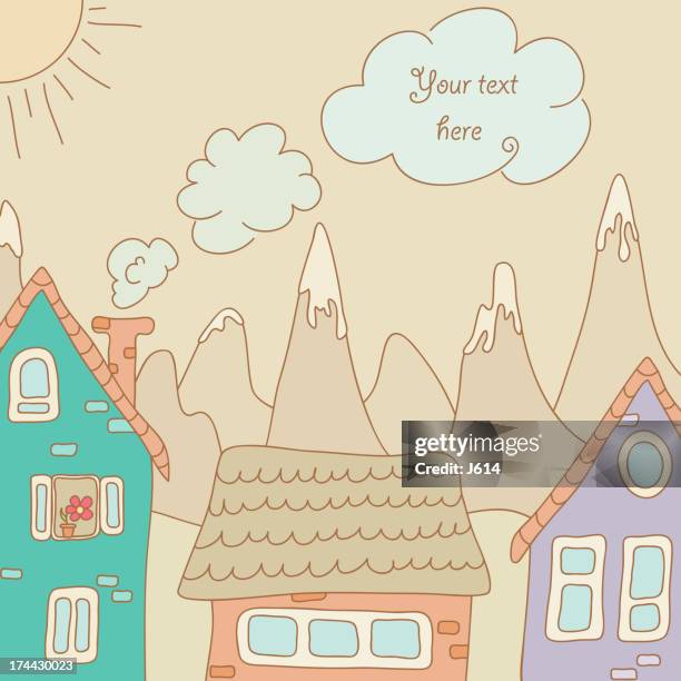 chimney smoke - generic holiday stock illustrations