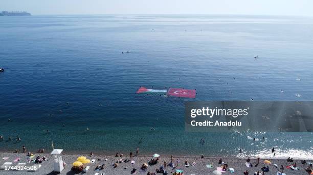 An aerial view shows IHH Humanitarian Relief Foundation and Bosnia and Herzegovina Novi Grad Municipality search and rescue teams, who carried out...