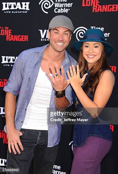 Singer Ace Young and Diana DeGarmo arrive at 'The Lone Ranger' World Premiere at Disney's California Adventure on June 22, 2013 in Anaheim,...