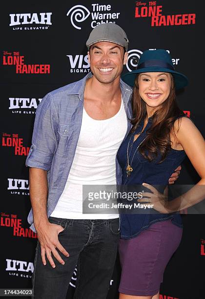 Singer Ace Young and Diana DeGarmo arrive at 'The Lone Ranger' World Premiere at Disney's California Adventure on June 22, 2013 in Anaheim,...