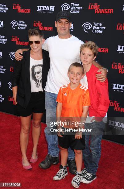 Musician/singer Natalie Maines, Adrian Pasdar and children arrive at 'The Lone Ranger' World Premiere at Disney's California Adventure on June 22,...