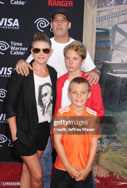 Musician/singer Natalie Maines, Adrian Pasdar and children arrive at 'The Lone Ranger' World Premiere at Disney's California Adventure on June 22,...