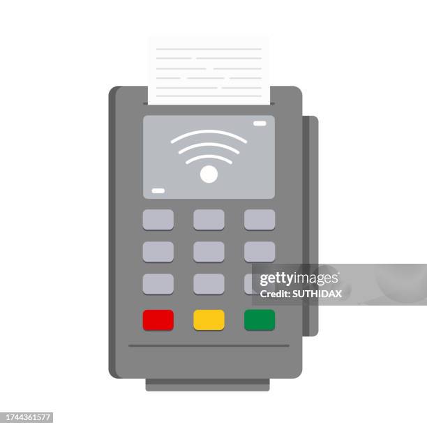gray credit card swiping machine illustration type two - eftpos machine isolated stock illustrations
