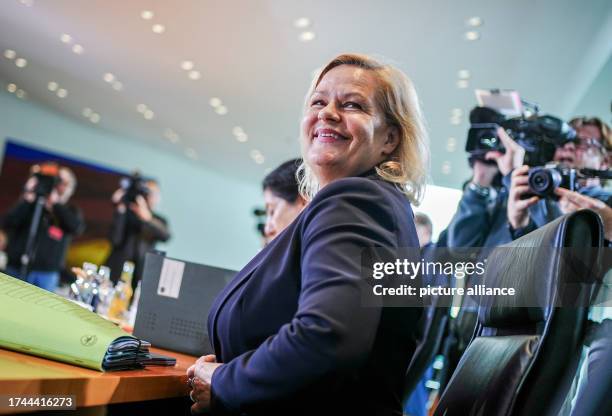 Dpatop - 25 October 2023, Berlín: Nancy Faeser, German Minister of the Interior, during the cabinet meeting at which a bill to speed up deportations...