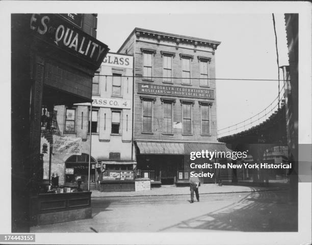 Cobby Hall, later known as Ridgewood Hall, at the junction of Ralph Avenue and Lexington Avenue, New York, New York, 1923.