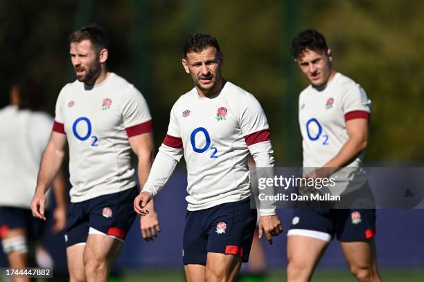 Danny Care of England looks on during a training session at Institut National du Sport on October 19, 2023 in Paris, France.