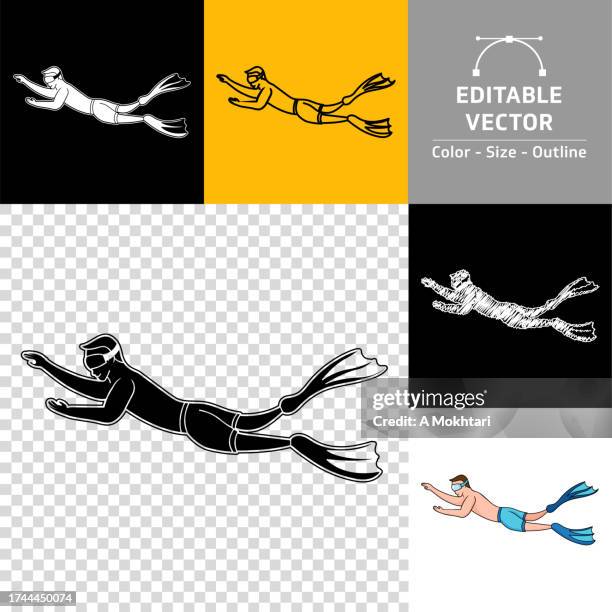 diver icon. - open water swimming stock illustrations