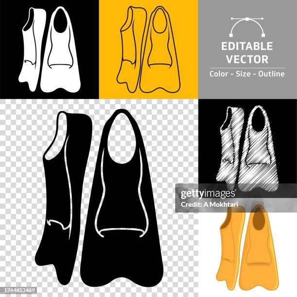 swimming fin icon. - free diving stock illustrations