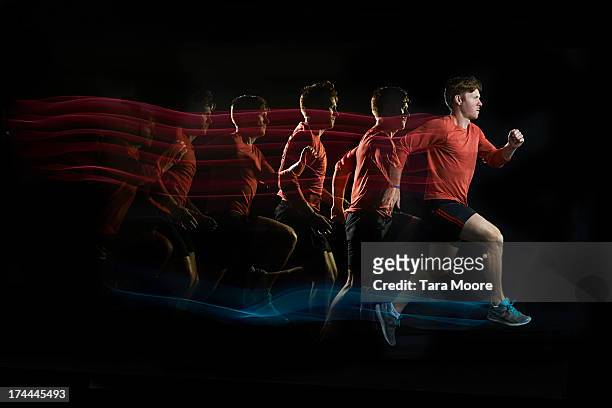 runner with multiple strobe - all the time stock pictures, royalty-free photos & images