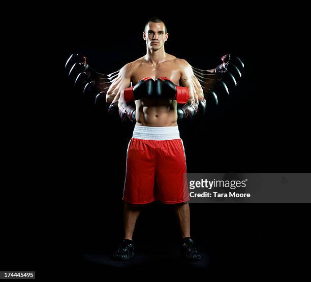 boxer with multiple strobe - boksbroek stockfoto's en -beelden