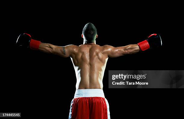 boxer with arms outstretched - boxer stock pictures, royalty-free photos & images