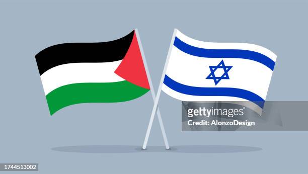 palestine and israel flags. - palestinian flag stock illustrations