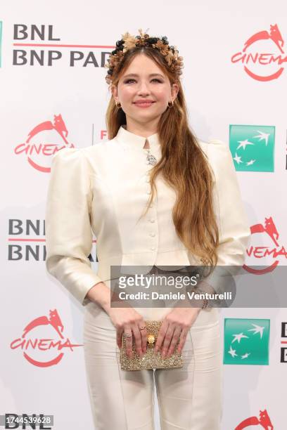 Haley Bennett attends a photocall for the movie "Widow Clicquot" during the 18th Rome Film Festival at Auditorium Parco Della Musica on October 19,...