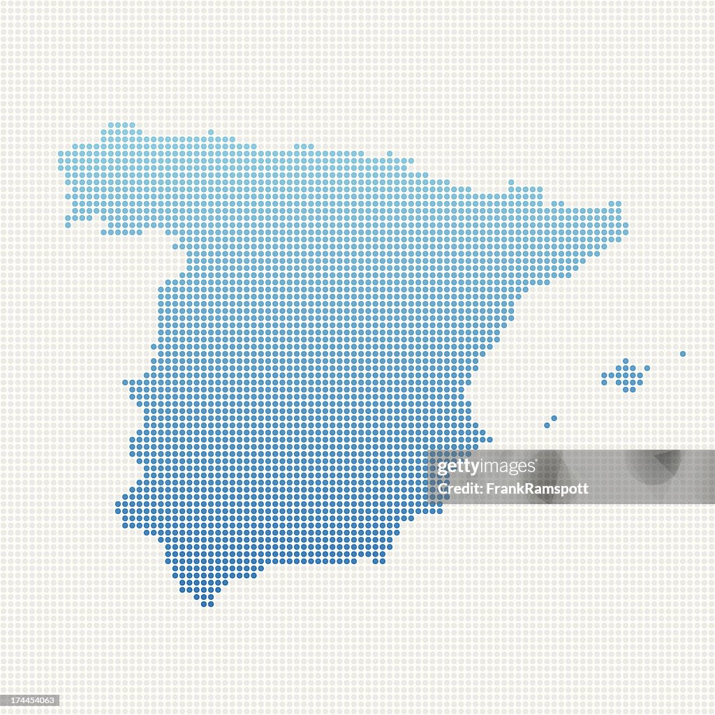 Spain Map Blue Dot Pattern