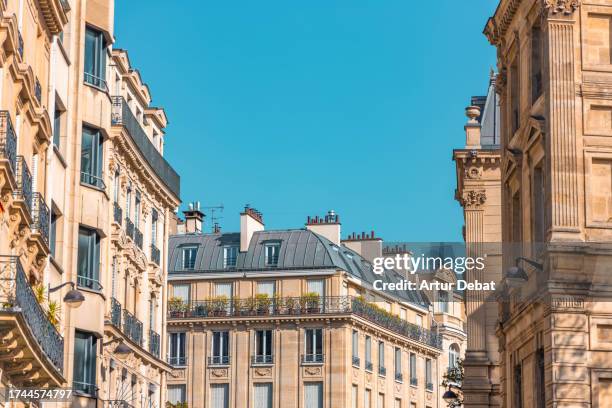 paris penthouse with majestic haussmann architecture. - paris fotografías e imágenes de stock