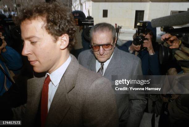 Paul Castellano, boss of the Gambino Crime Family, is photographed arriving for the 'Commission Trial' February 27, 1985 at the US Federal Courthouse...
