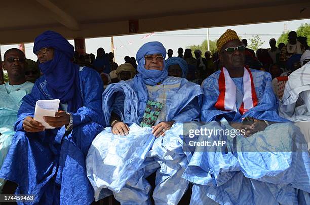 Assarid Ag Imbarcaouane , a Tuareg parliament member, attends a campaign meeting of The Alliance for Democracy in Mali presidential candidate on the...