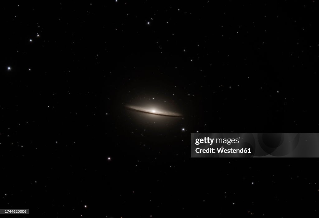 View ofSombrero Galaxy surrounded by darkness