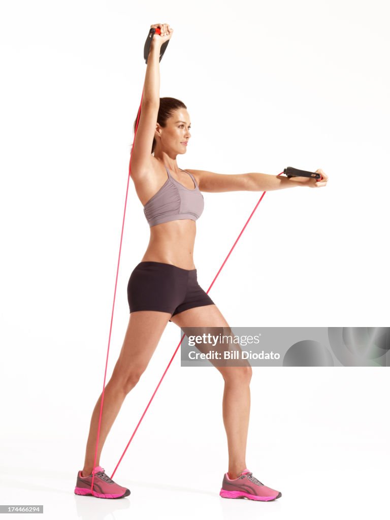 Woman exercising with resistance