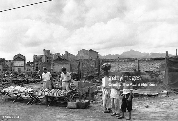 Daily life in destroyed Seoul during the Korean War, circa 1952 in Seoul, South Korea.