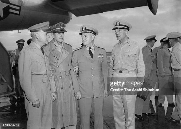 Chief of Staff of the United States Army Joseph Collins, Supreme Commander for the Allied Powers Douglas MacArthur, Chief of Naval Operations Forrest...