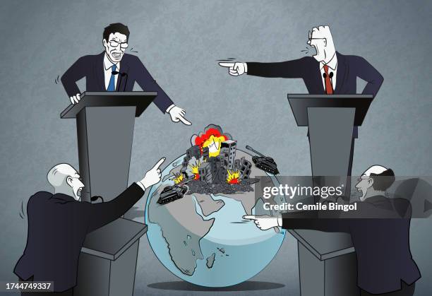 illustrazioni stock, clip art, cartoni animati e icone di tendenza di guerra in medio oriente - planisfero politico