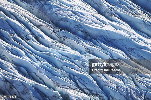 The surface of the glacier is seen on July 10, 2013 in Kangerlussuaq, Greenland. As the sea levels around the globe rise, researchers affilitated...