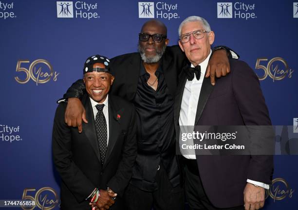Kevin Liles, CEO of 300 Entertainment, Charlie Mack and Honoree Lyor Cohen, Global Head of Music at YouTube and Google attend City of Hope's 2023...