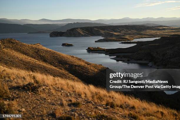 The Green River flows into Flaming Gorge Reservoir on October 17, 2023 in Flaming Gorge National Recreation Area, Wyoming.
