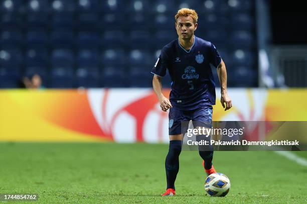 Theerathon Bunmathan of Buriram United in action during the AFC Champions League Group H match between Buriram United and Melbourne City at Buriram...