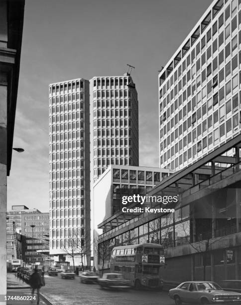 The London International Press Centre, on Shoe Lane, in the City of London, England, 19th December 1972. The 17-storey building was designed by R...