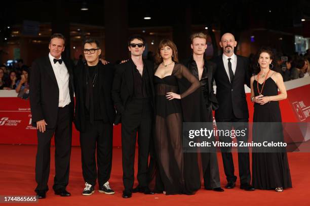 John Bernard, Joe Wright, Tom Sturridge, Haley Bennett, Anson Boon, Thomas Napper and Christina Weiss Lurie attend a red carpet for the movie "Widow...